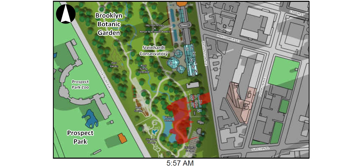 rendering of shadows over botanic garden