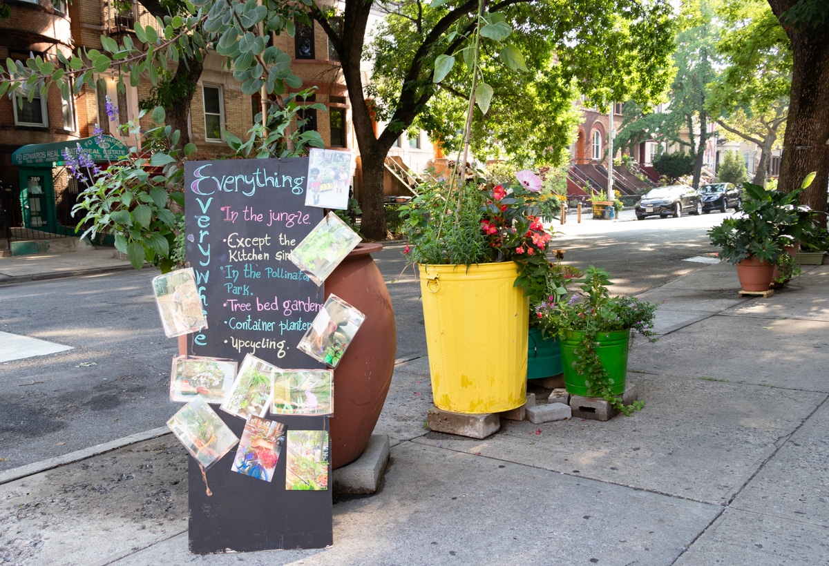 signs at the entrance to the block with everything everywhere and what can be seen on the block