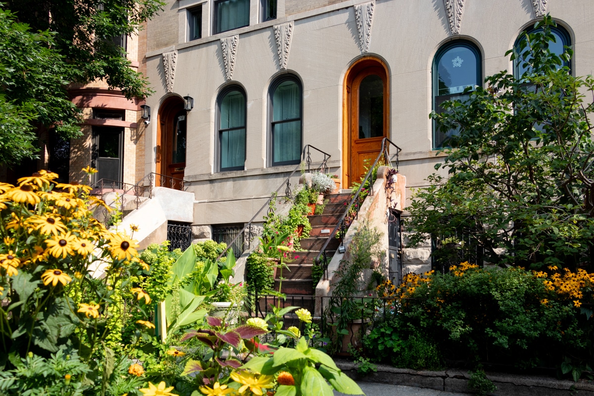 stoop with planters