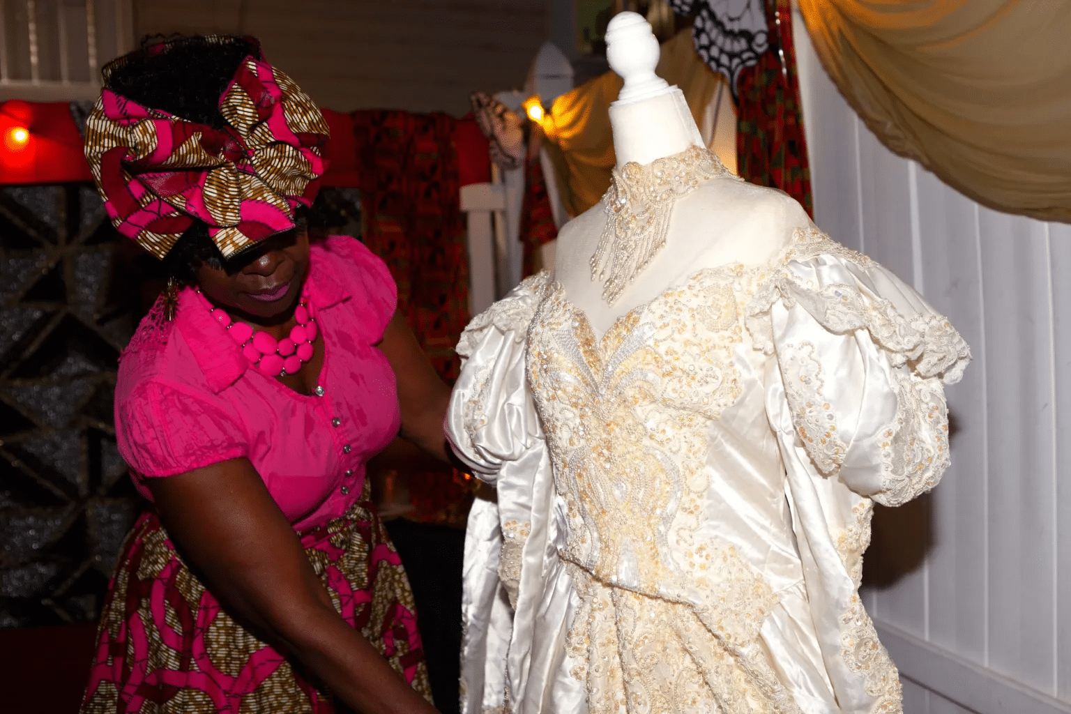 Designers prepare ornate costumes at the Flatbush camp for J’Ouvert musical performers 2J Friends