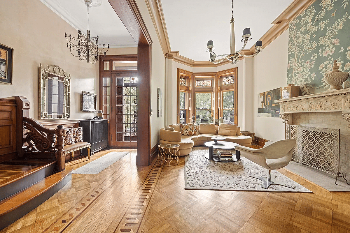 brooklyn open house - parlor with wood floor, mantel