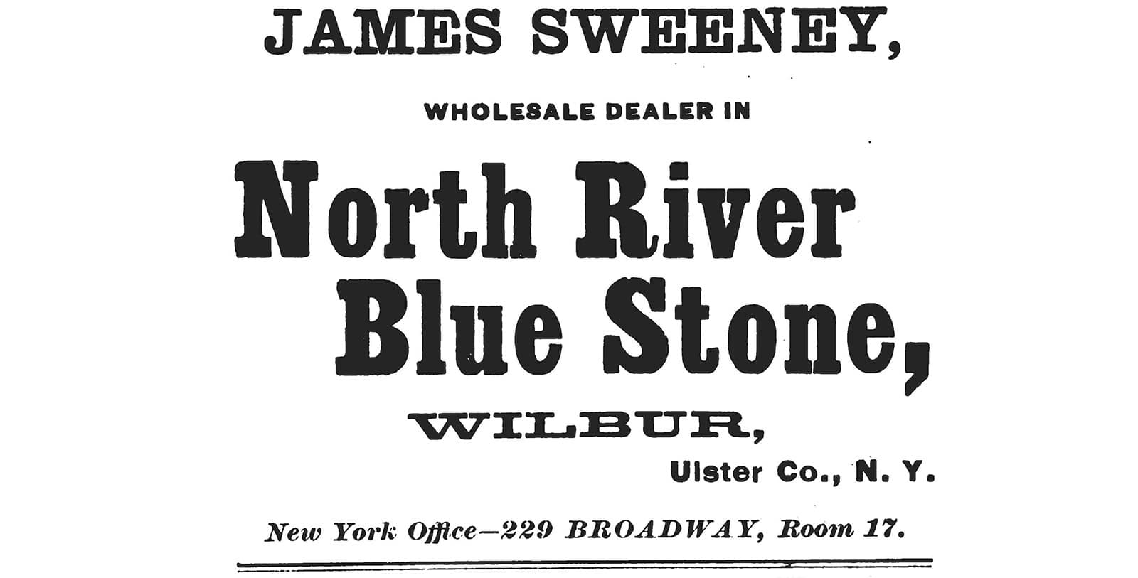 black and white ad for blue stone