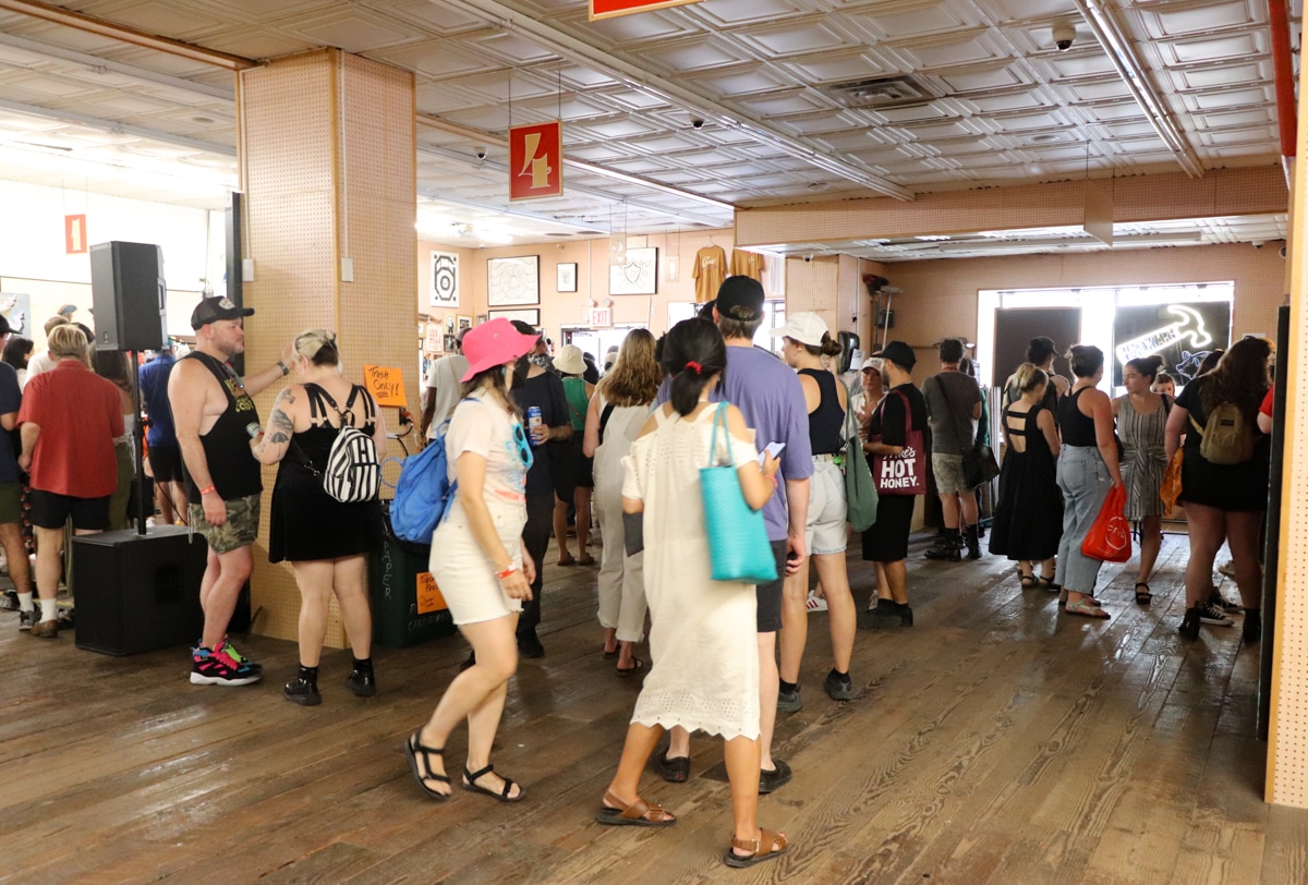 crowd inside the store