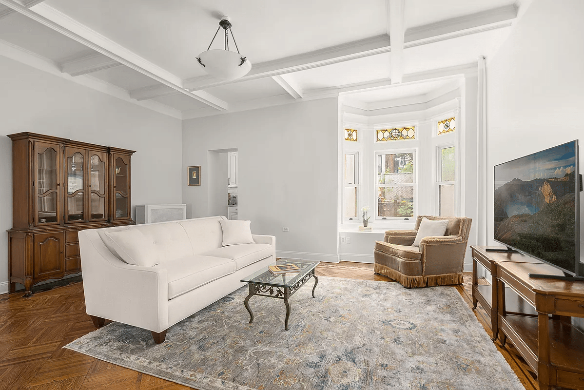 Living room with stained glass