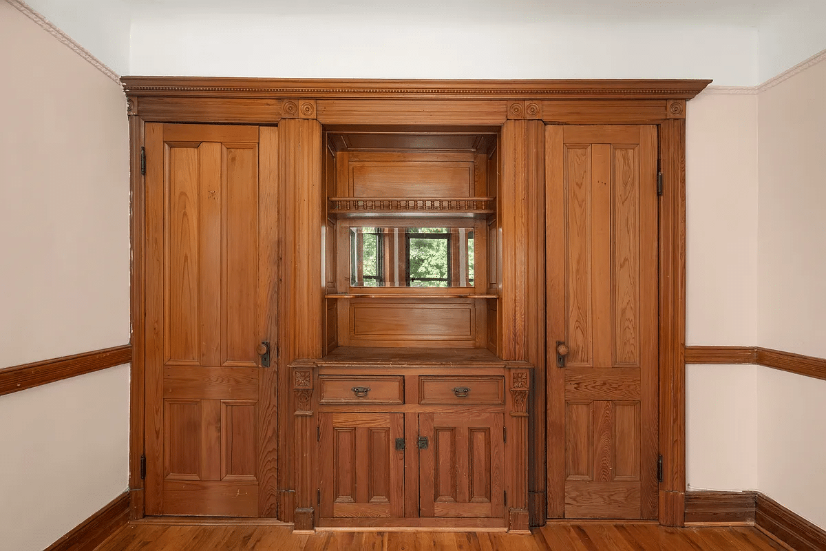 built-in china cabinet in original dining room