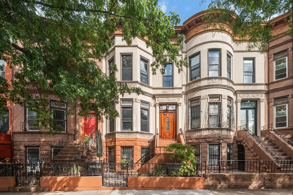 crown heights - bow front row house with stoop