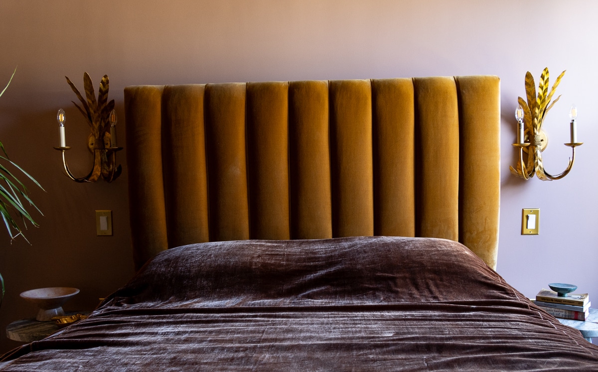 padded velvet headboard