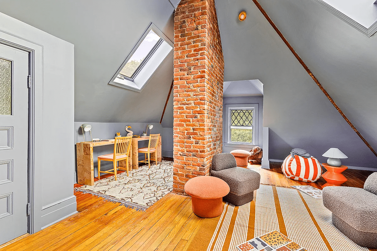 top floor family room with skylight