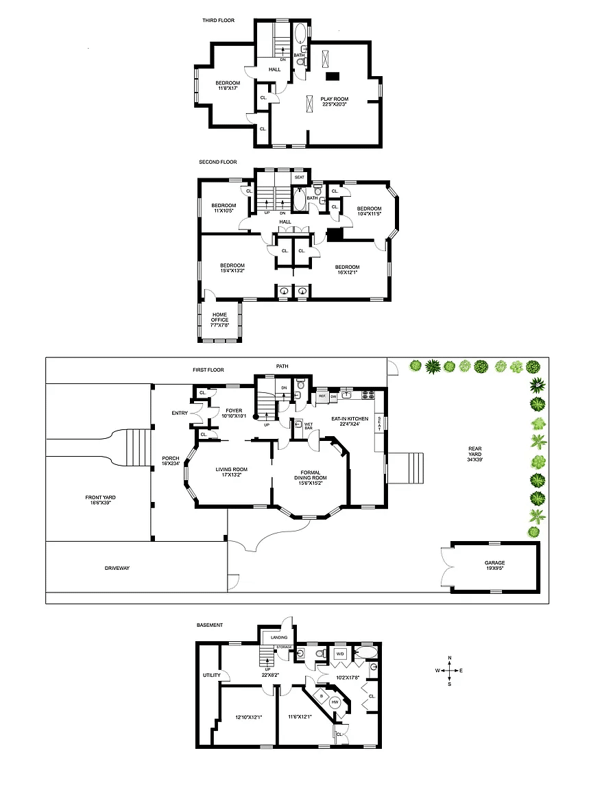 floorplans showing two floors of bedroom space