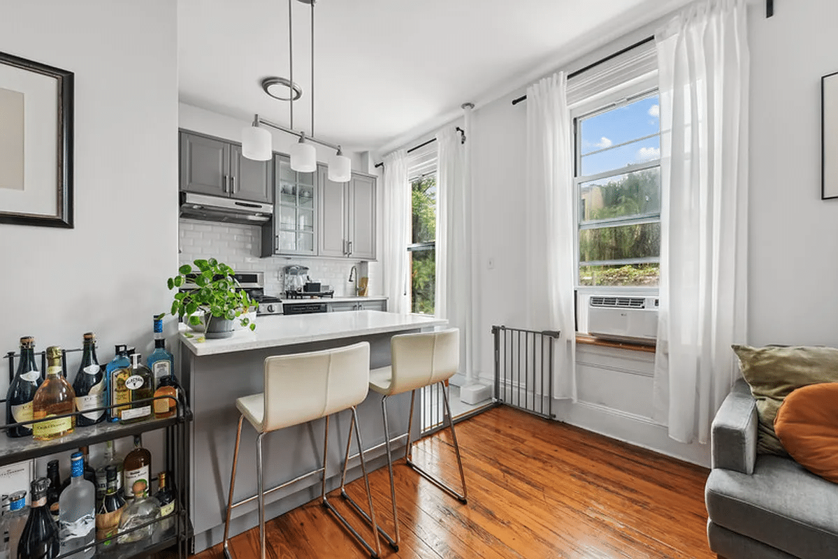 living room with view into kitchen