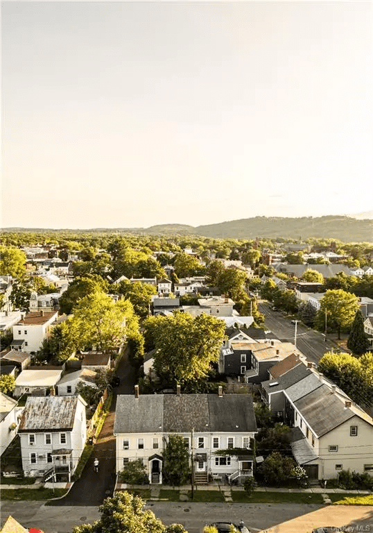 aerial view showing the three houses in a row