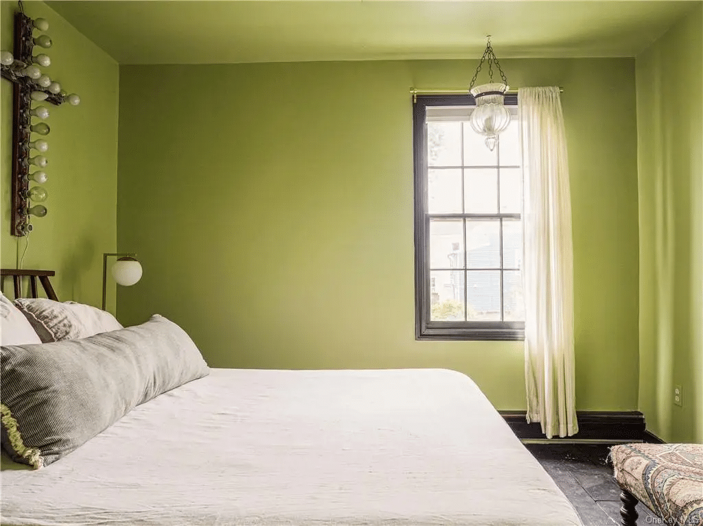 bedroom with green walls