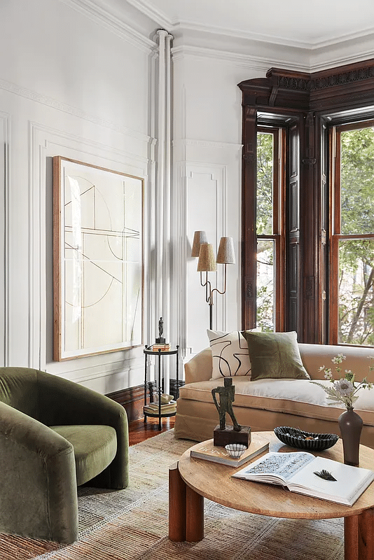 front parlor with wall moldings