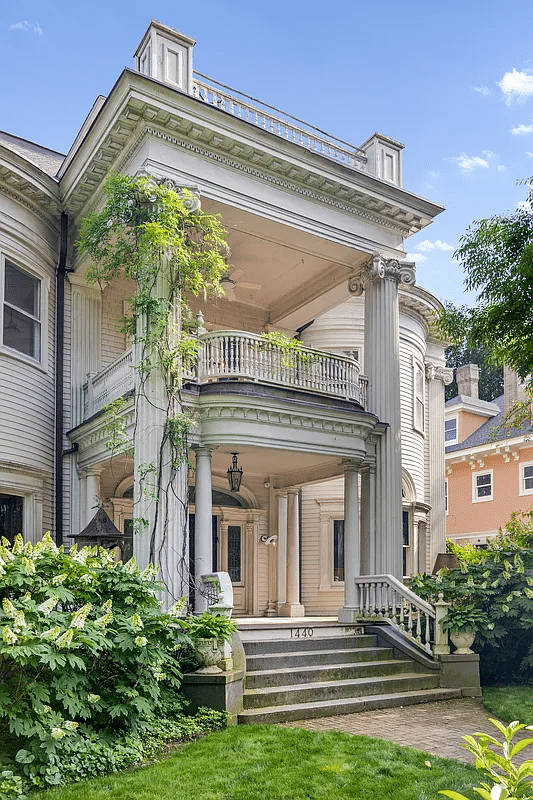 elaborate portico and entrance to the house