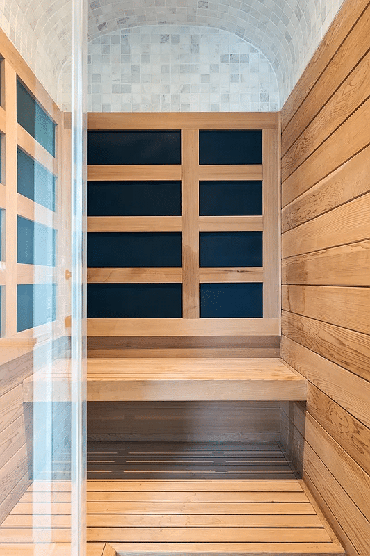 sauna with a bench