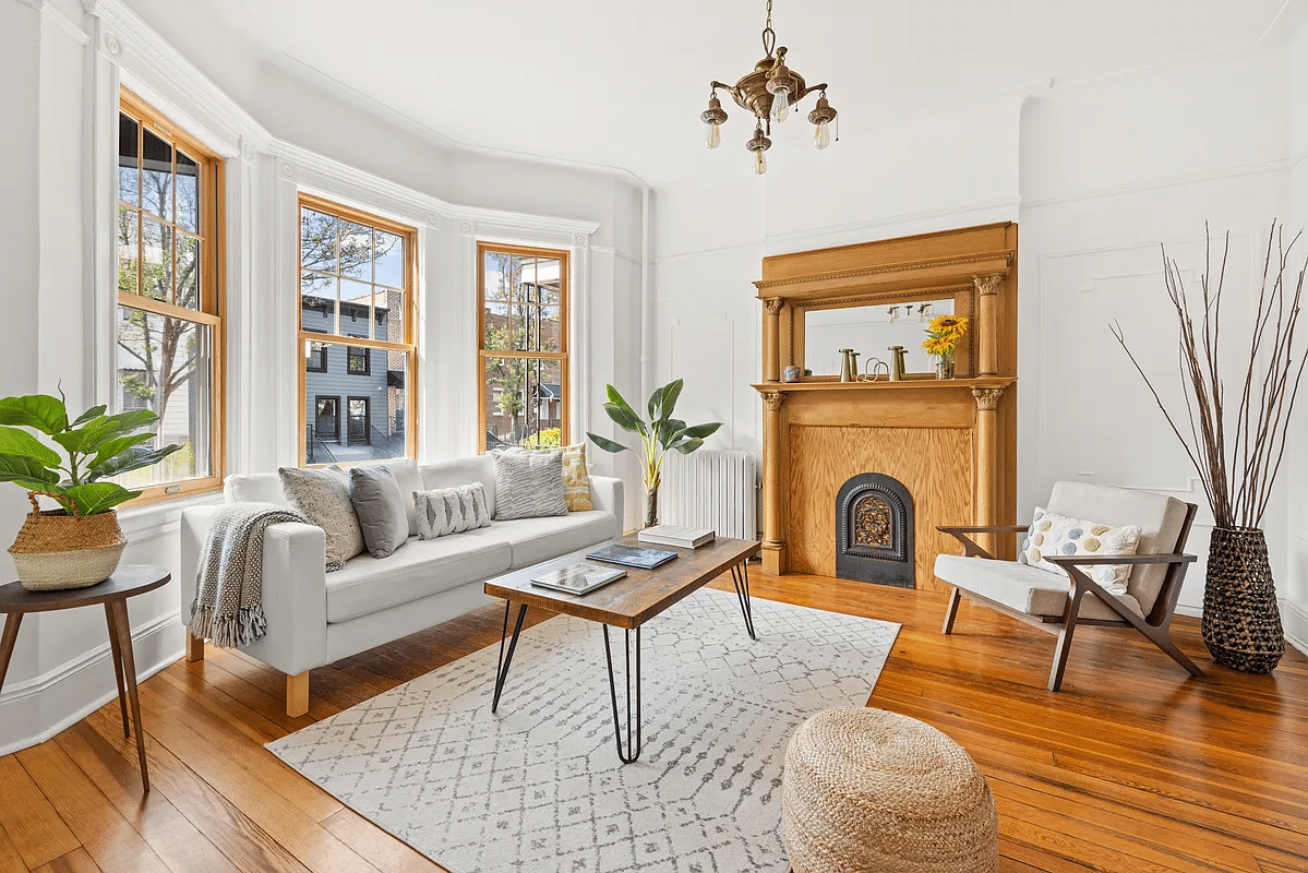 open house - parlor with columned mantel