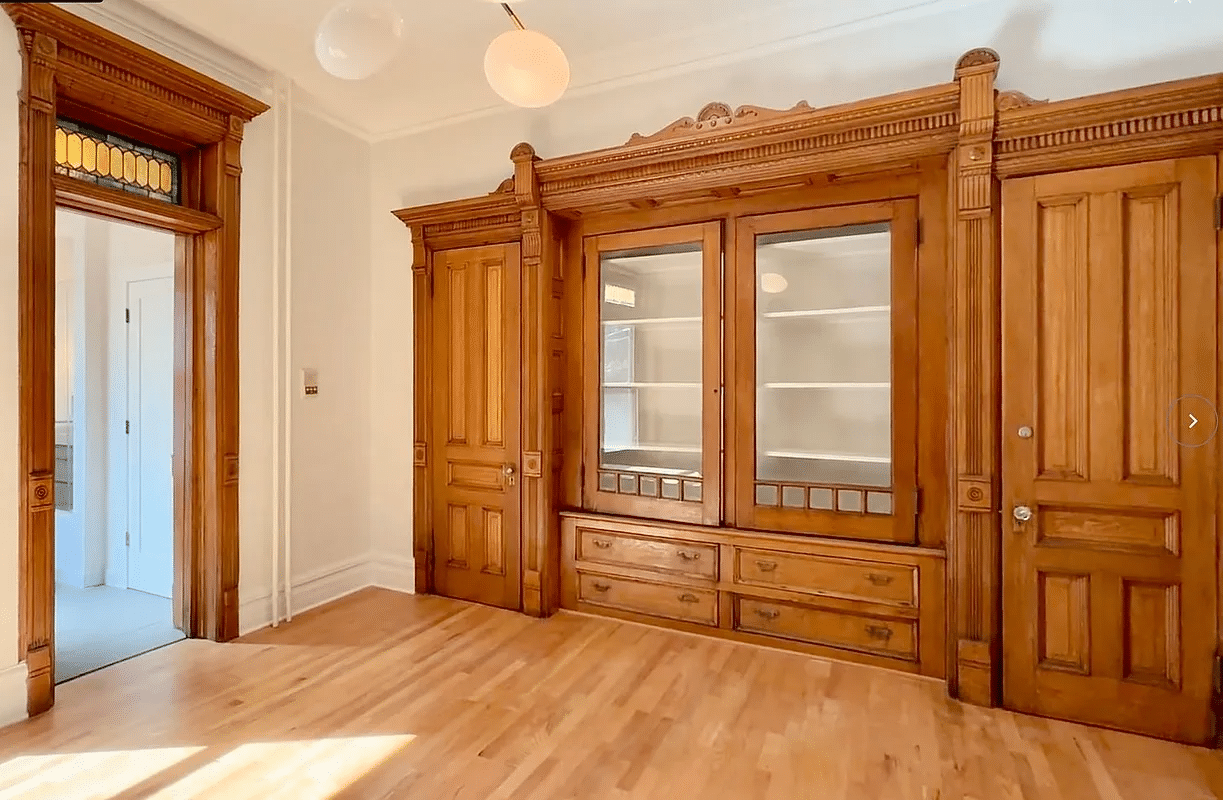 original parlor with built-in china cabinet