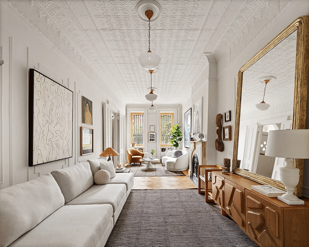 brooklyn open house -parlor with tin ceiling