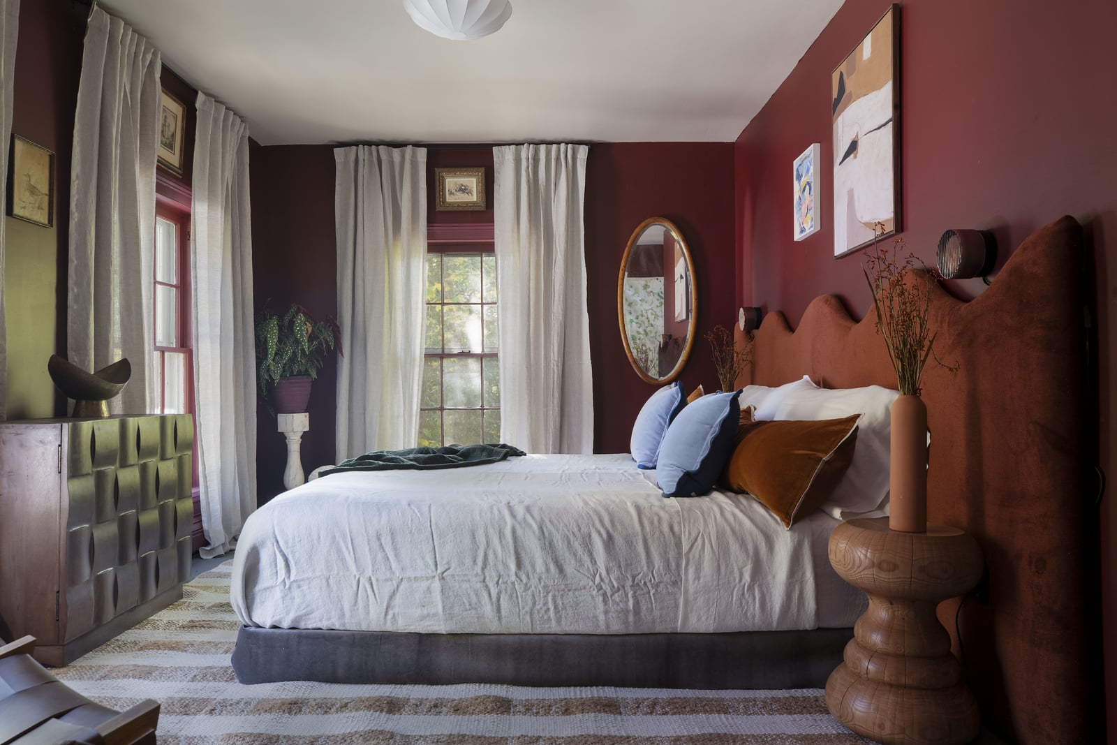 Bedroom with red walls