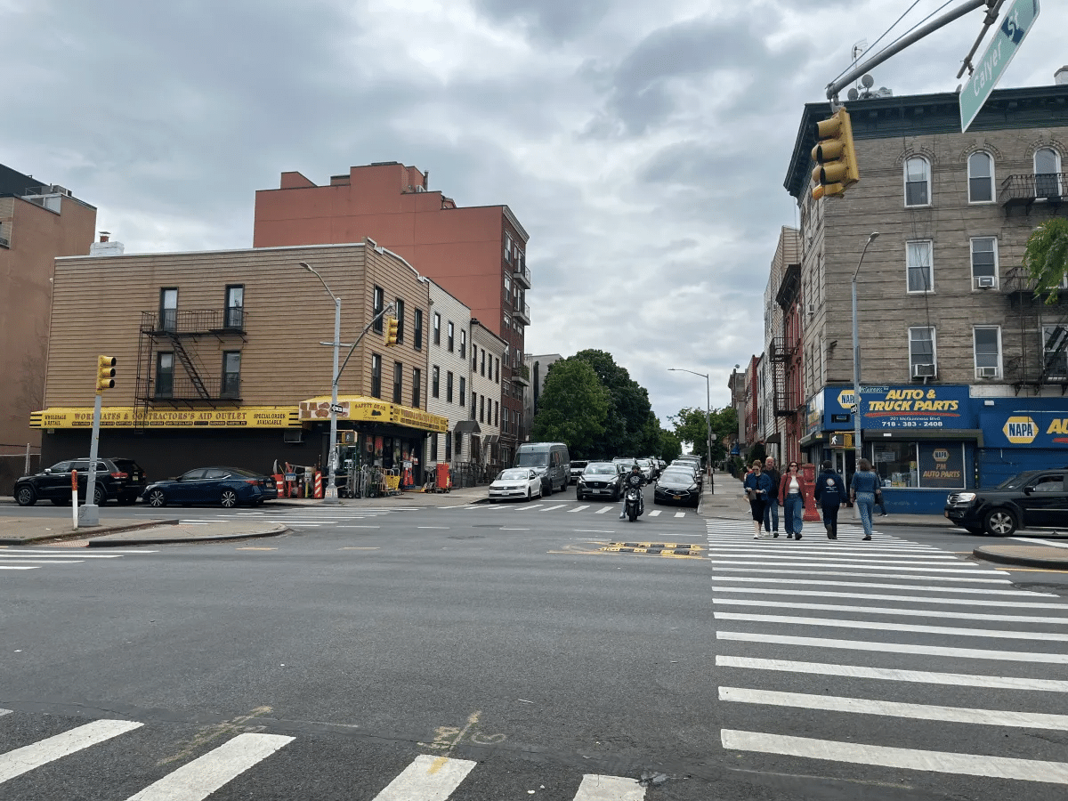 pedestrians on mcguinness boulevard