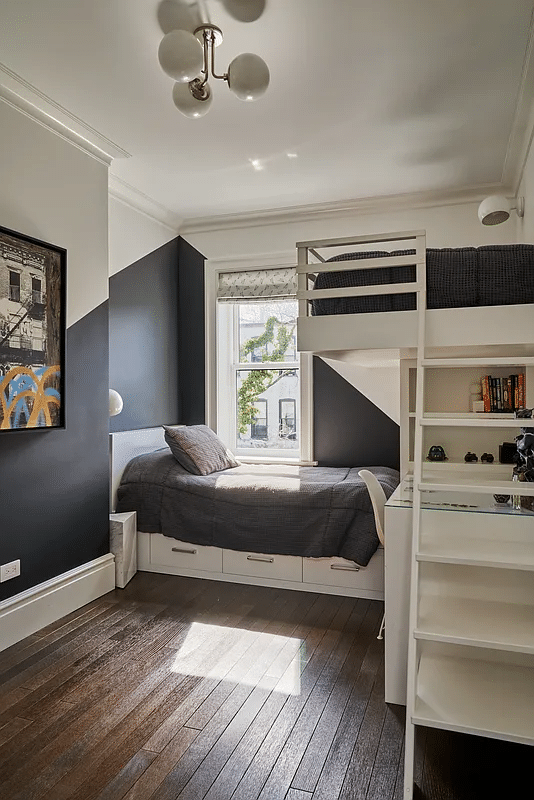 bedroom with white bunkbed