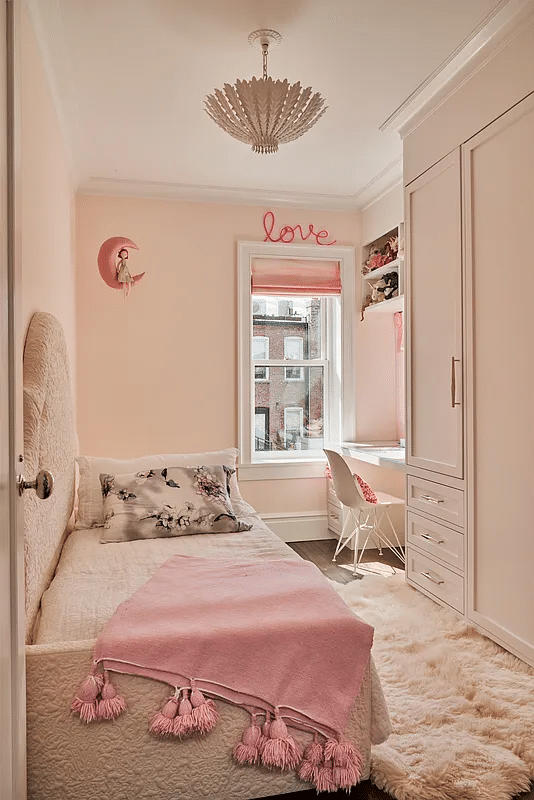 bedroom with pink walls