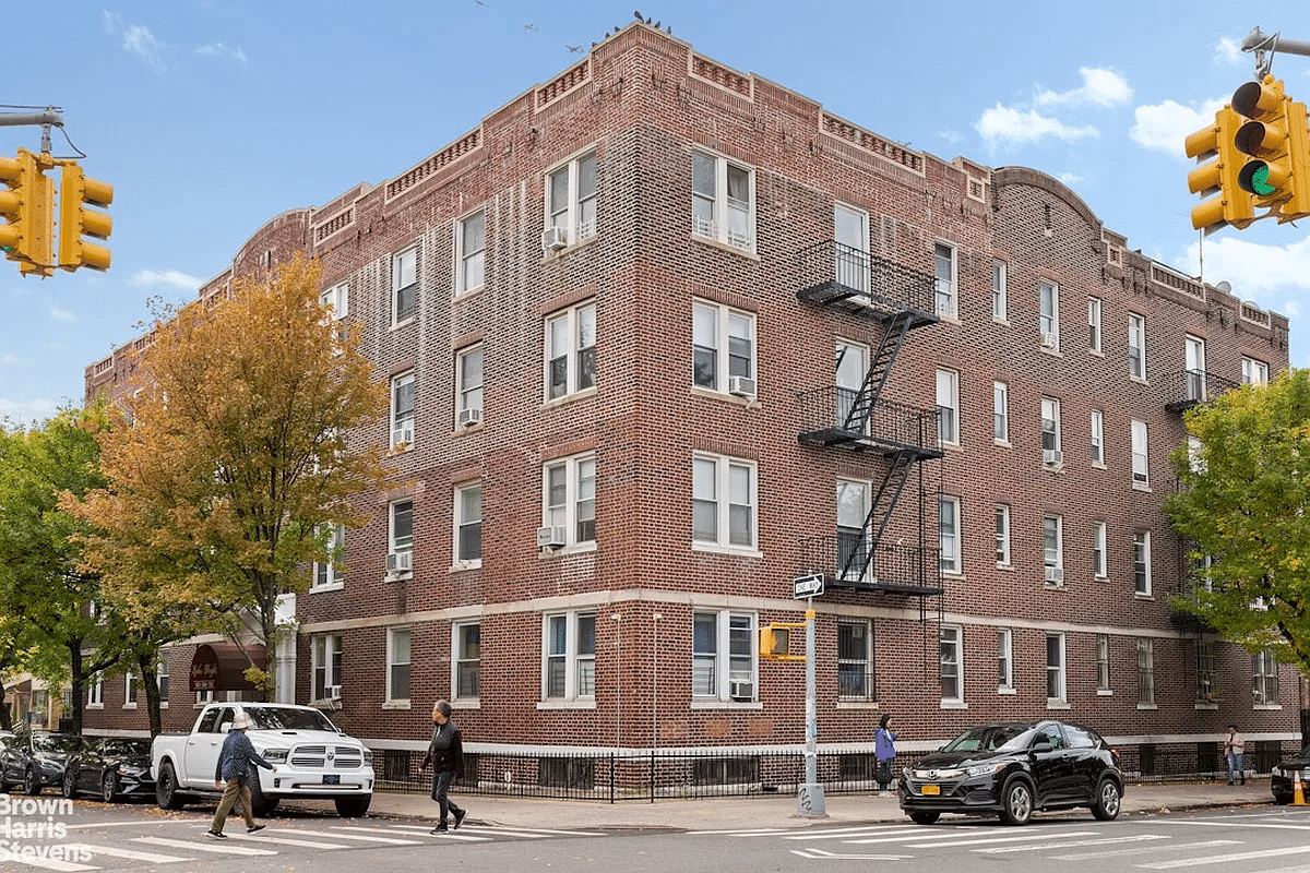 brick exterior of the corner building