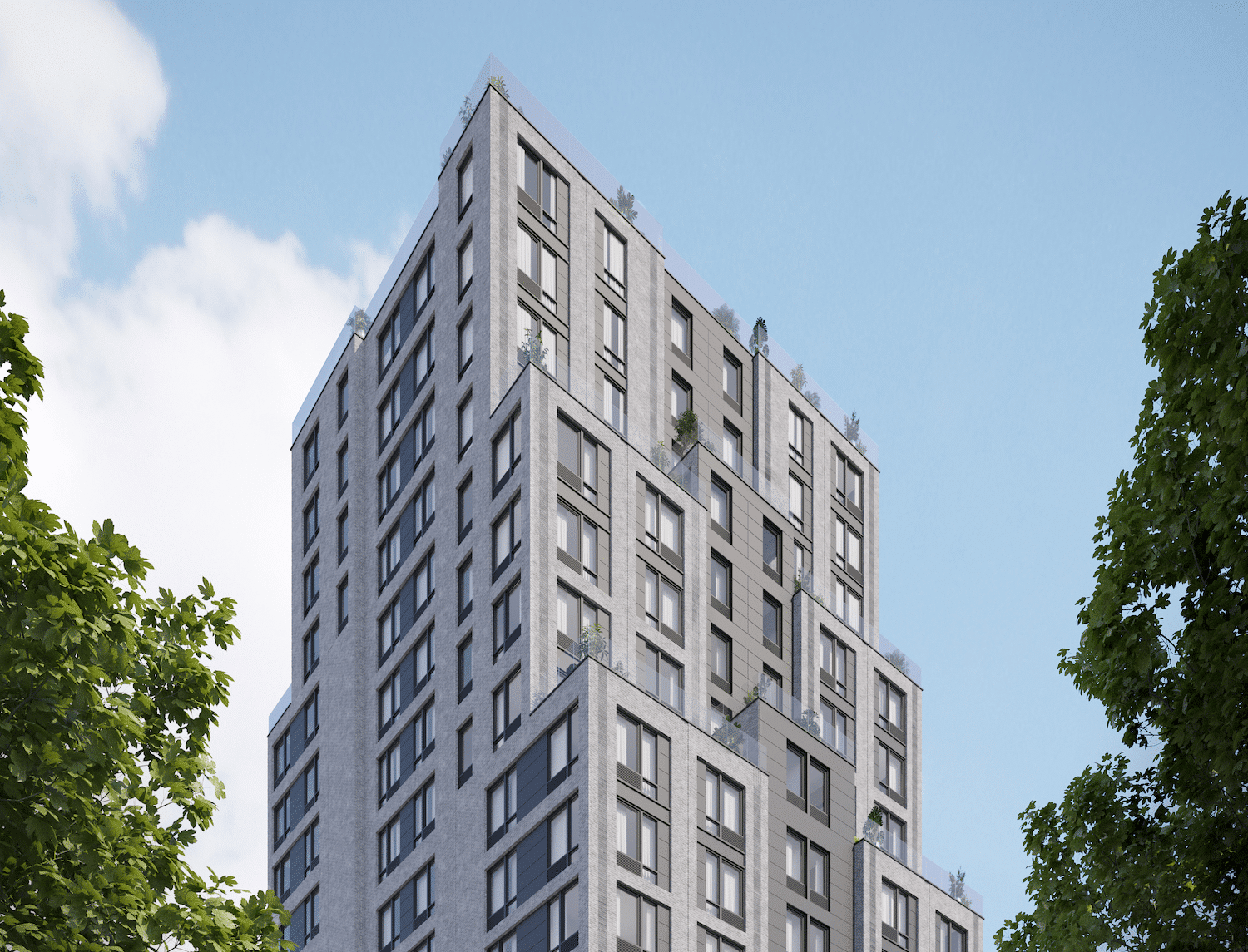 rendering of the top floors of 159 boerum place