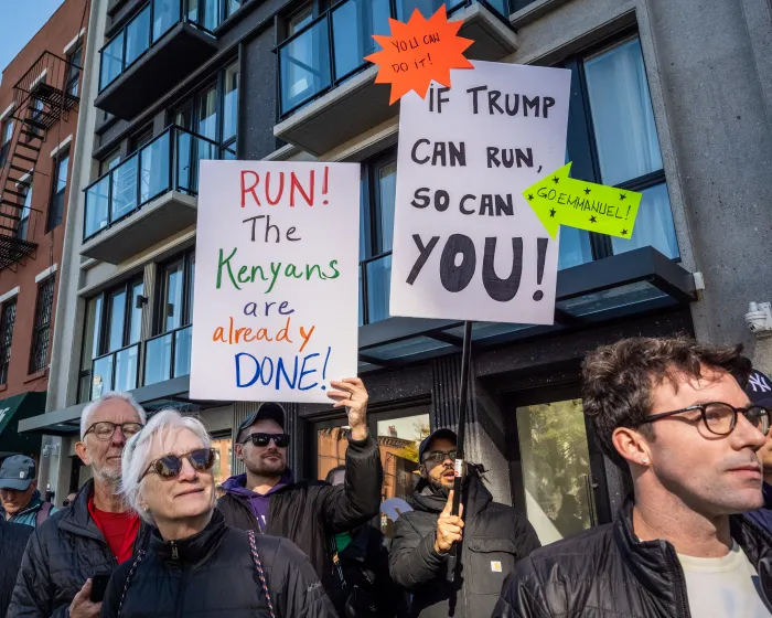 signs encouraging runners