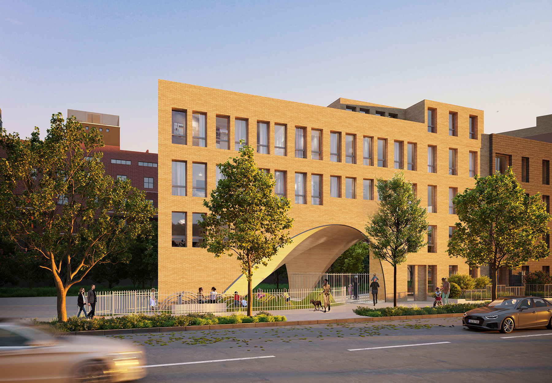 borough park -rendering of a brick building