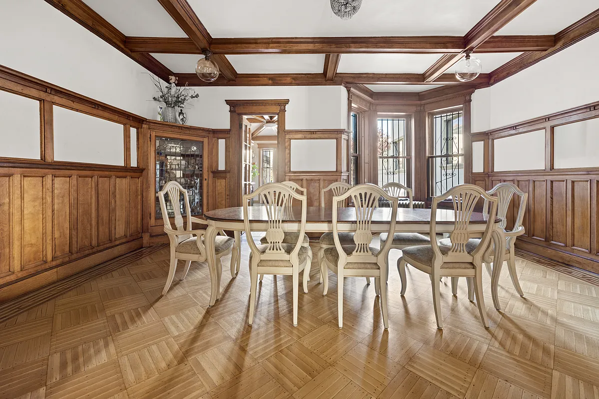 brooklyn open houses - crown heights dining room with wainscoting, built-ins