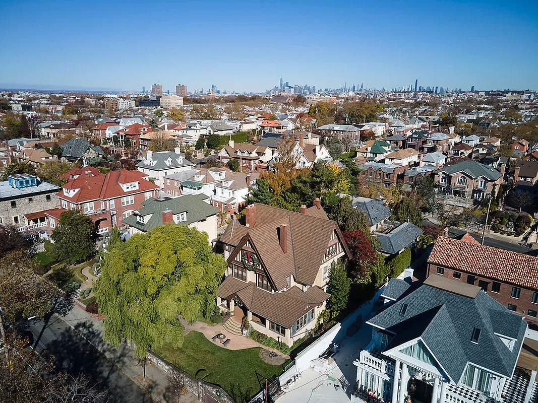 aerial view showing the house and surrounding dyker heights