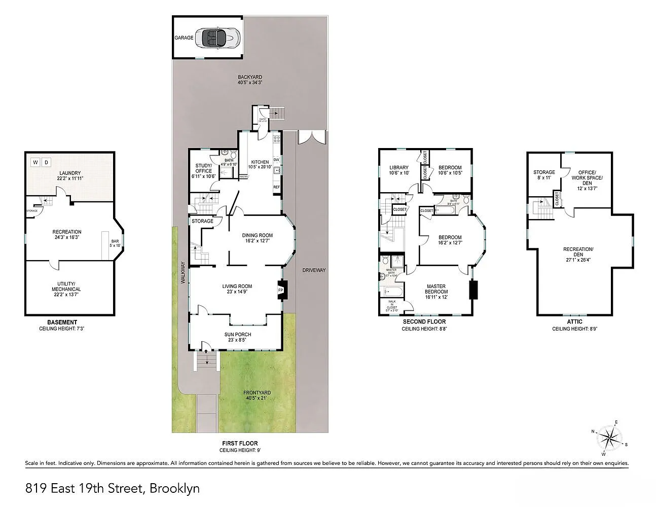 floorplans for the house showing the two floors of bedroom space and the garage