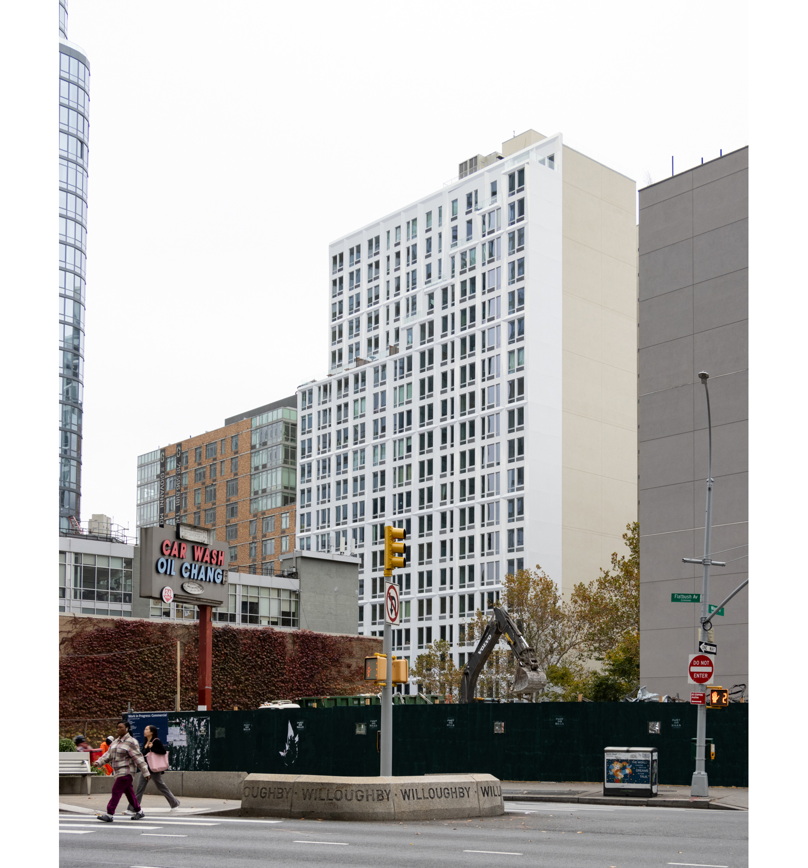 view across flatbush avenue of the facade of 99 fleet place