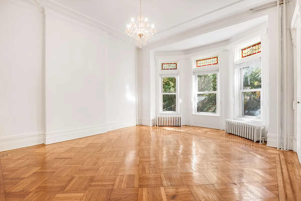 prospect heights - parlor with bay window and stained glass