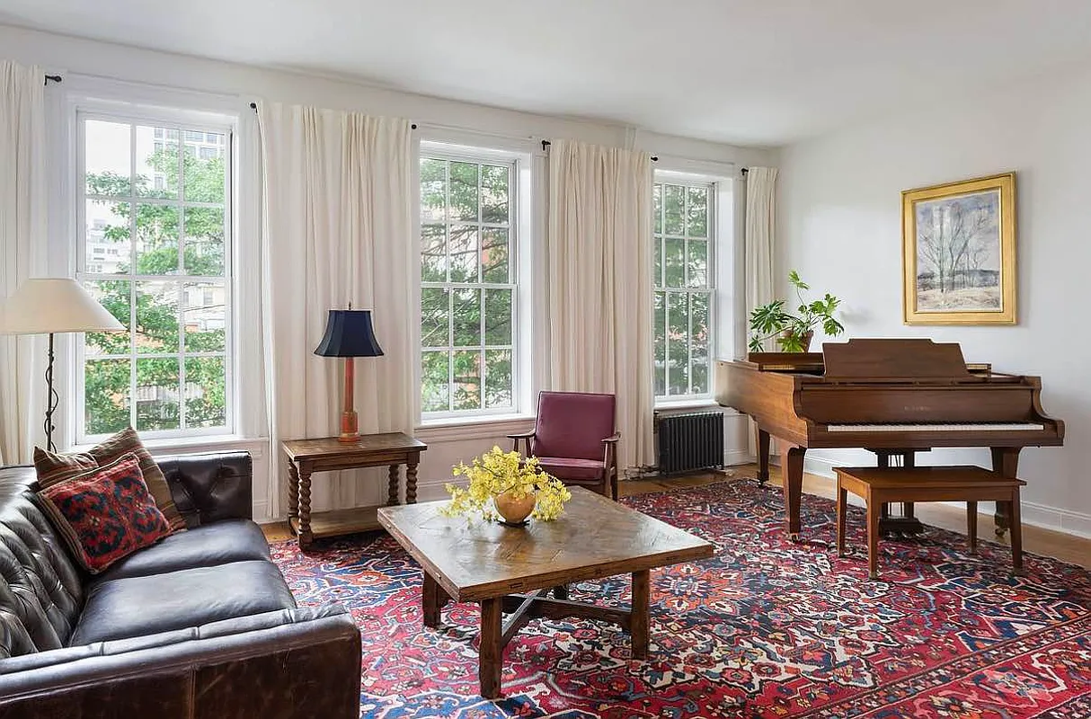 prospect heights -living room with three windows, white walls, 