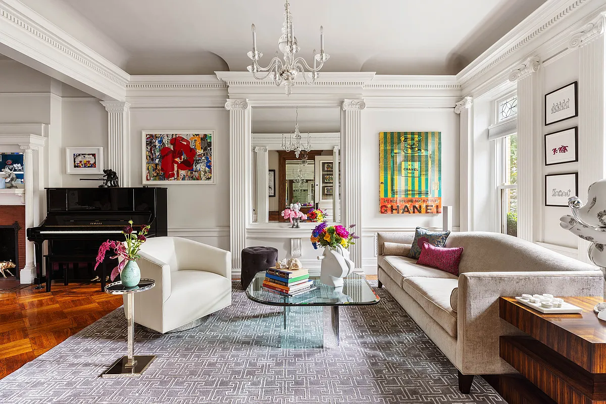 prospect lefferts gardens - a parlor with a pier mirror and wood floor