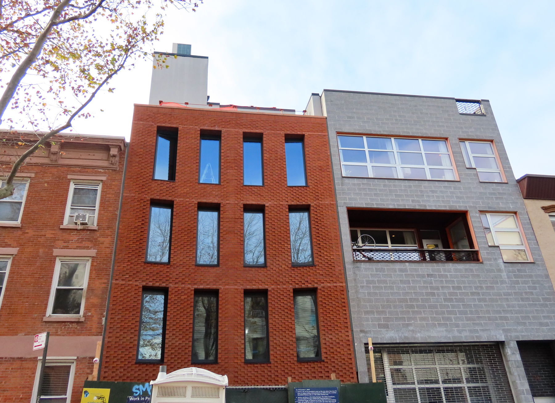 view showing a concrete building next door