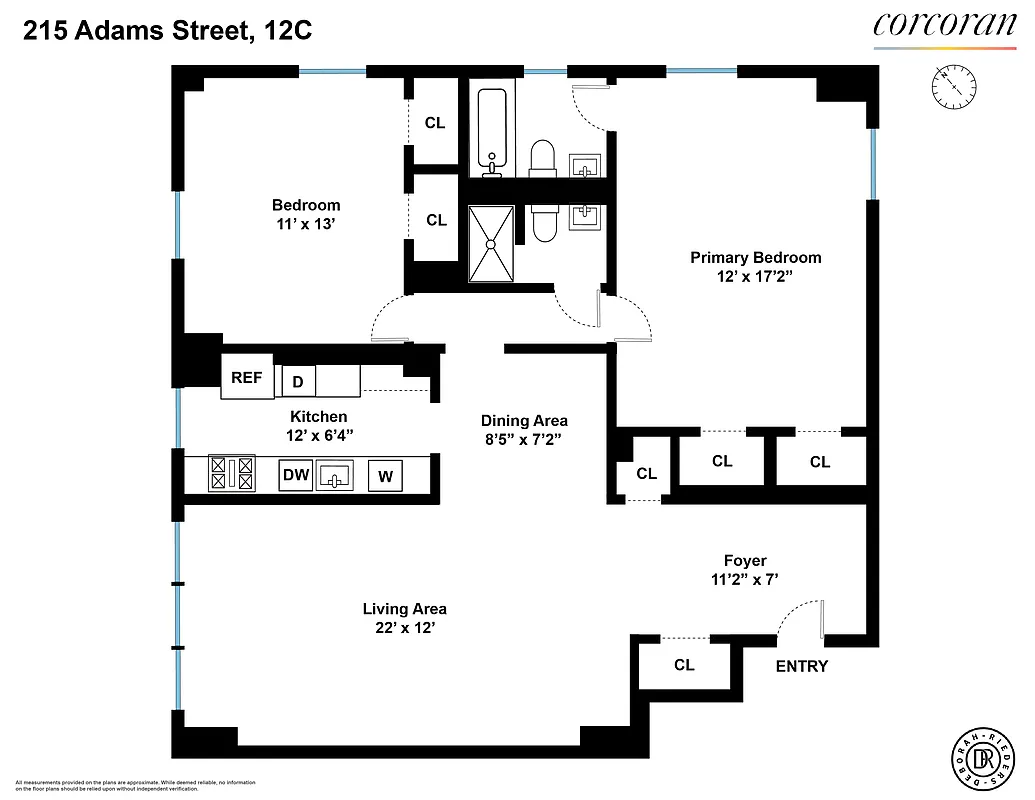 floor plan showing bedrooms at opposite ends of apartment