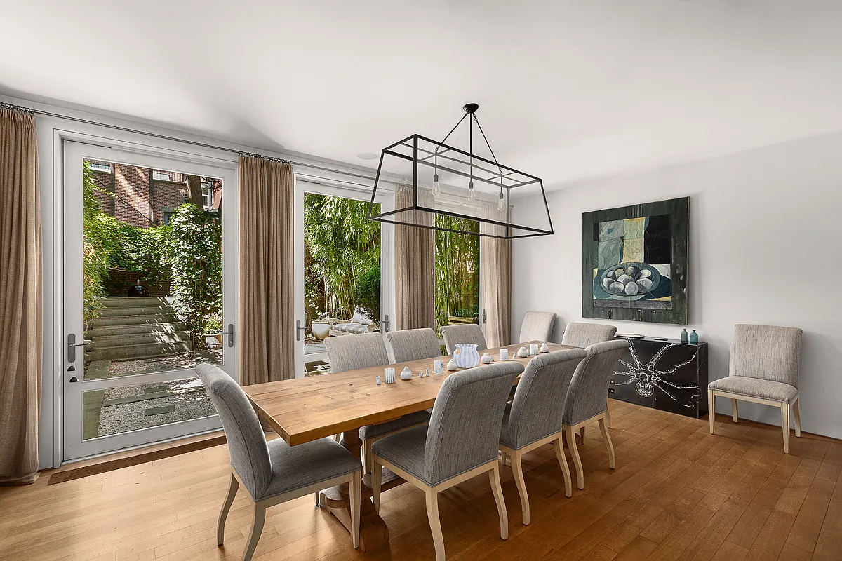 dining room with glass doors to garden