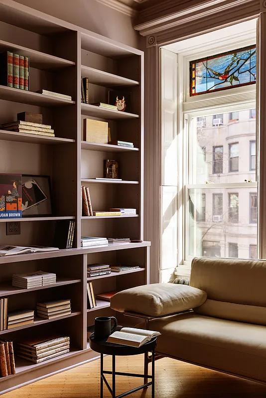 library with bookshelves