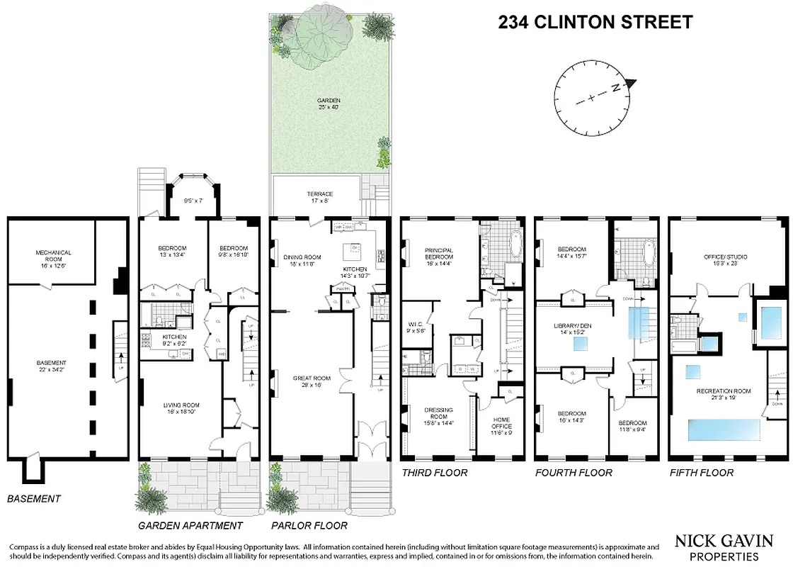 floorplan showing five floors