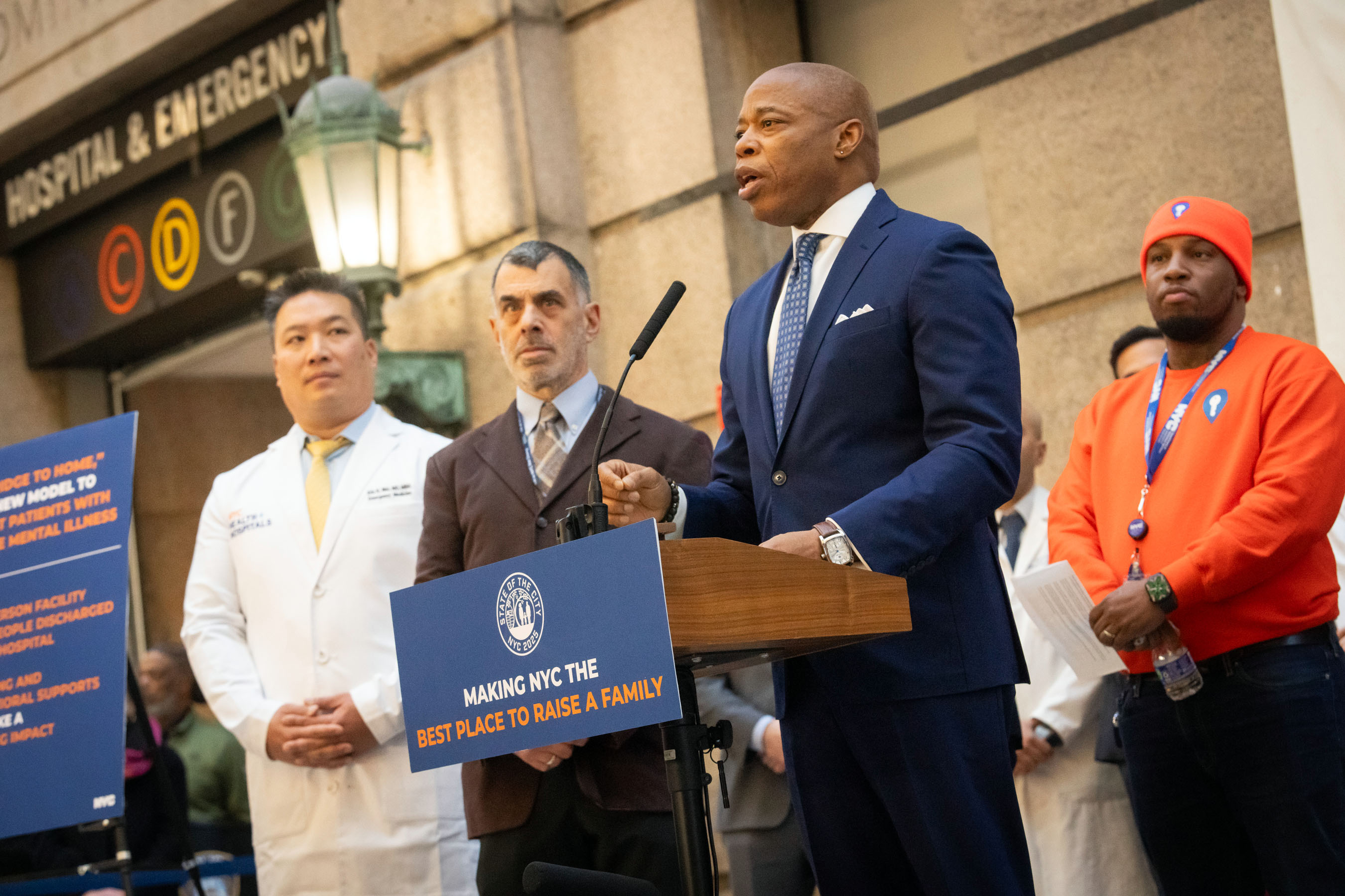 mayor eric adams at a podium