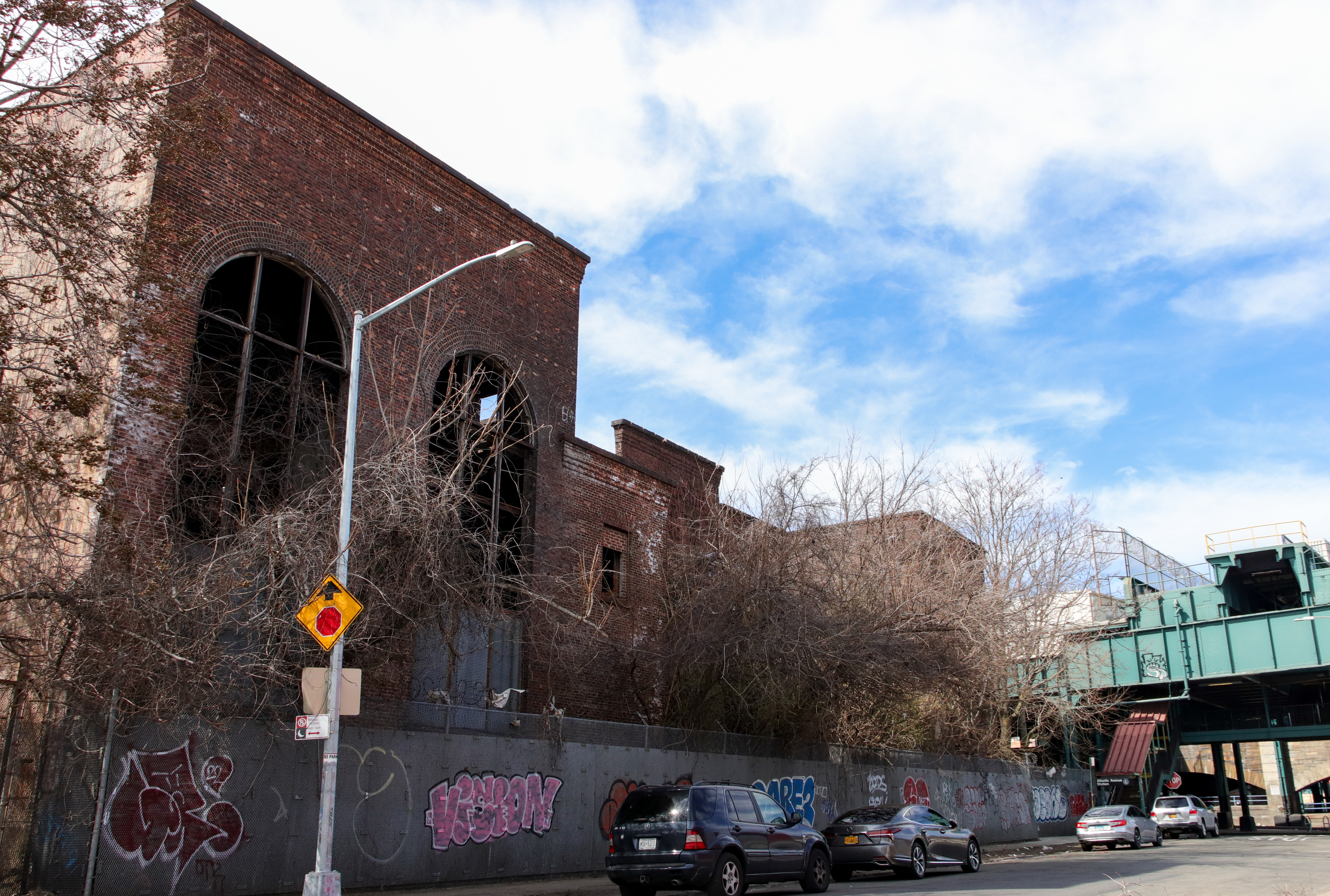 east new york substation - view of the vacant brick buidling